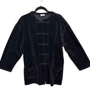 Vintage Rafaella Asian Inspired Velvet Jacket Frog Not Buttons Whimsygoth Black